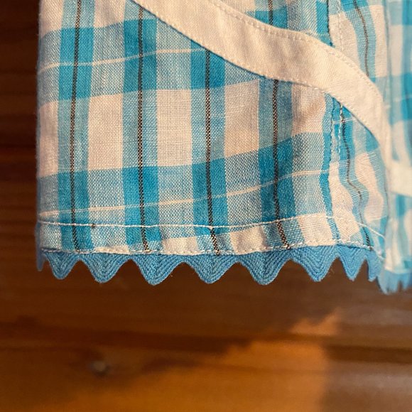 Blue Plaid Apron, Waist Apron with tie back, Prairie Apron Skirt - Picture 5 of 8